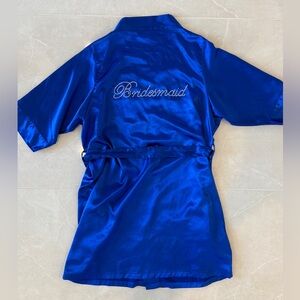 David's Bridal Blue Bridesmaid Robe